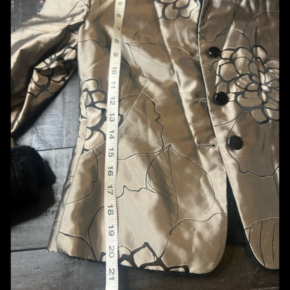 ARMANI COLLEZIONI Gold and Black Floral Print Blazer W Soft Rare Fuzzy Lining - Picture 5 of 11
